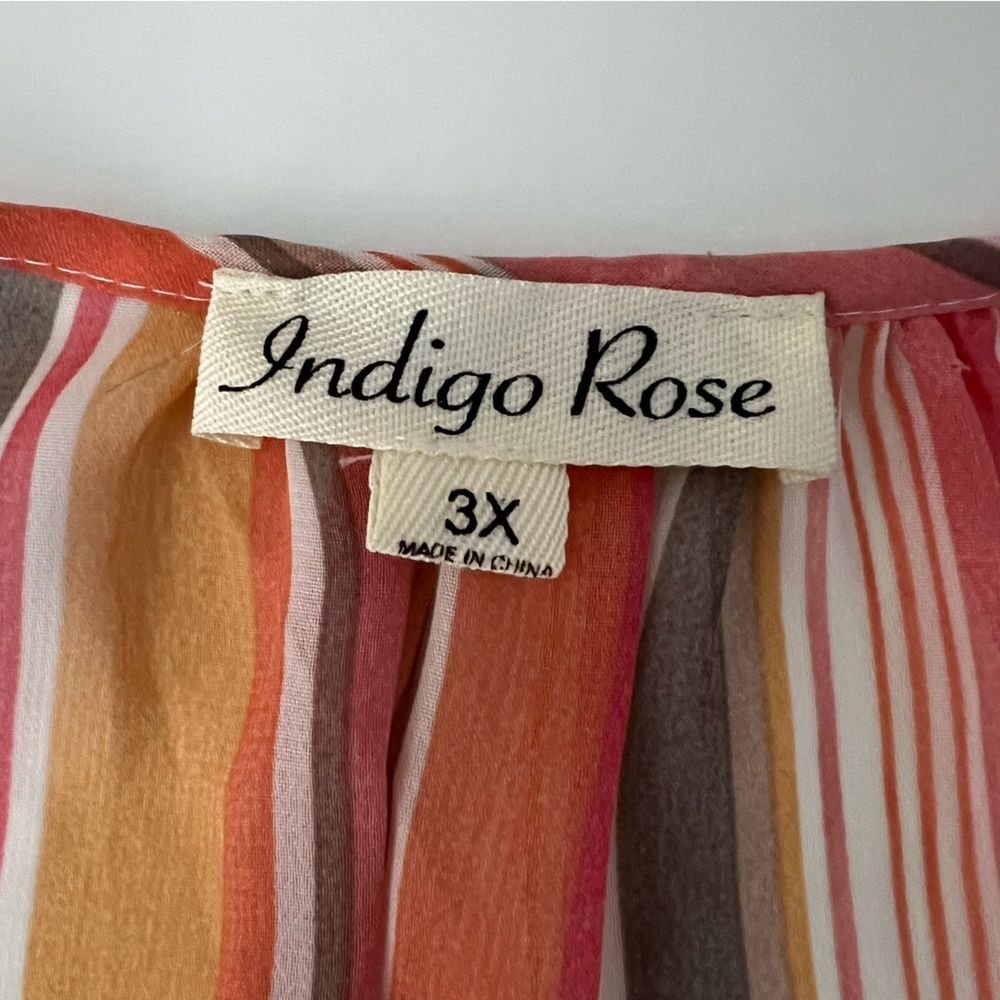 Indigo Rose Striped Wrap Dress 3X Beach Boho Romantic Tie Waist Flowy Feminine - Picture 8 of 9